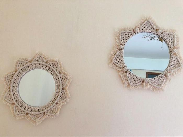 Dahlia Cotton Macrame Mirror by Veasoon