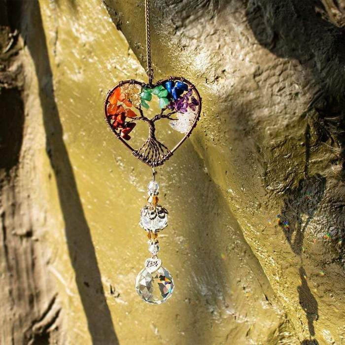Crystal Wind Chime Tree Of Life Suncatcher by Veasoon