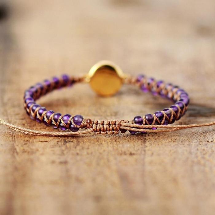 Natural Amethyst & Opal String Braided Bracelet