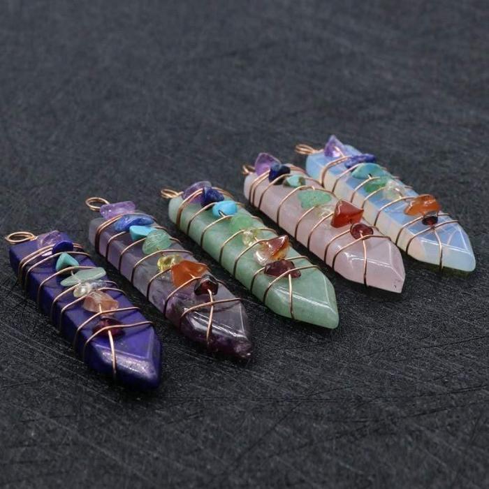 7 Chakra Sword Point Pendant by Veasoon
