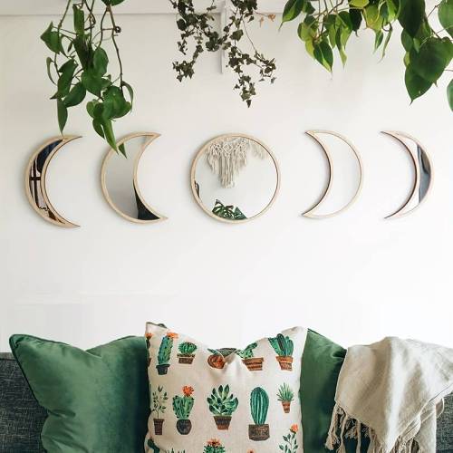 Wooden Moonphase Mirror Set by Veasoon