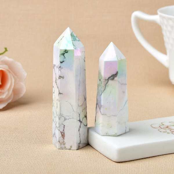 Angel Aura Howlite Crystal Point Tower by Veasoon