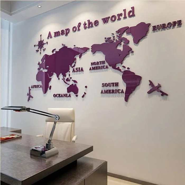 3D World Map Wall  Stickers by Veasoon