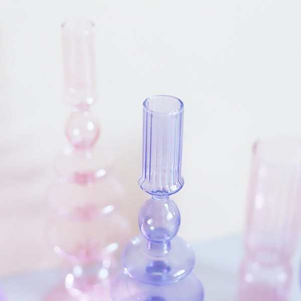 Purple and Pink Glass Candle Holders by Veasoon