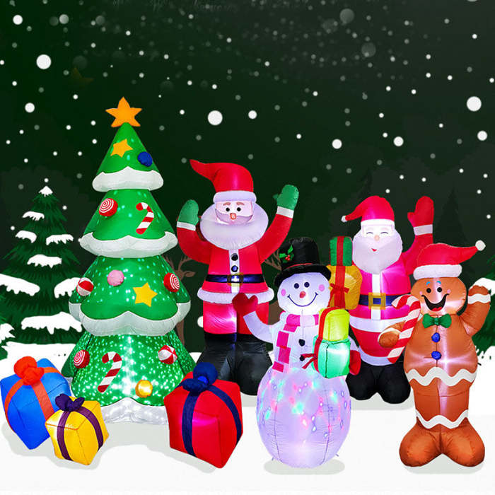 Glowing Christmas LED Santa and Snowman Inflatables by Veasoon