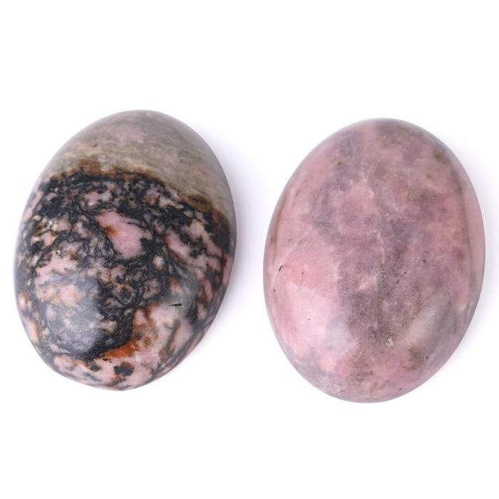 Oval Natural Black Line Rhodonite Stones by Veasoon