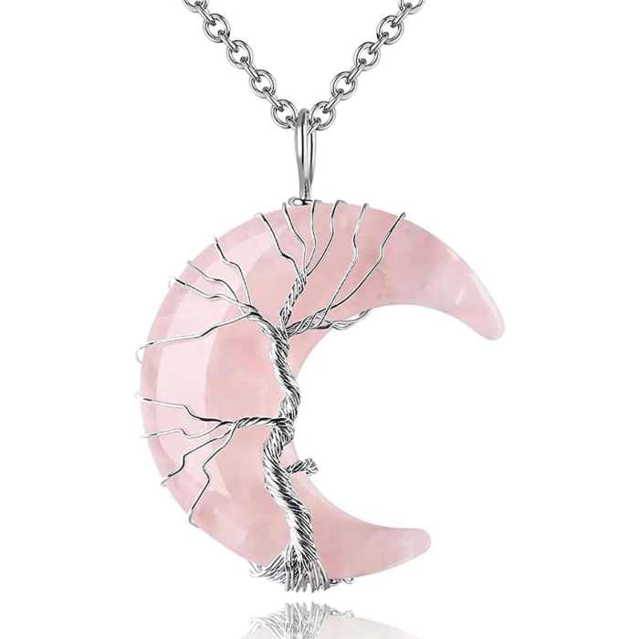 Crescent Moon Quartz Crystal Necklace