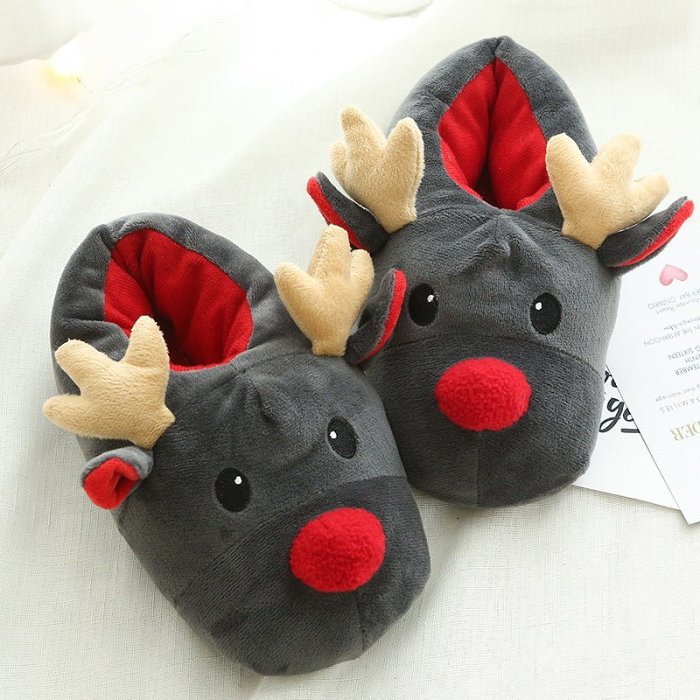 Cute Elk Christmas Shoes Home Slippers by Veasoon