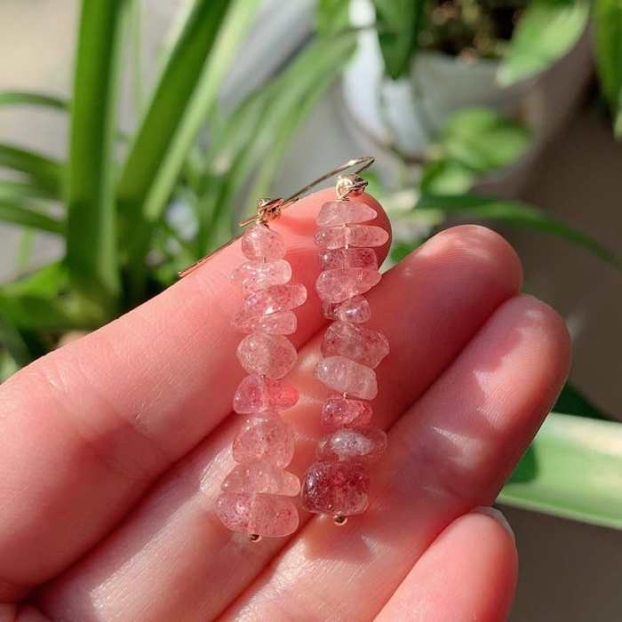 Natural Crystal Gravel Chips Earrings