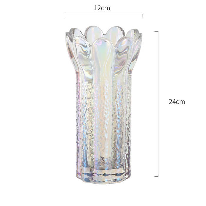 Embossed Flower Shape Crystal Glass Vase