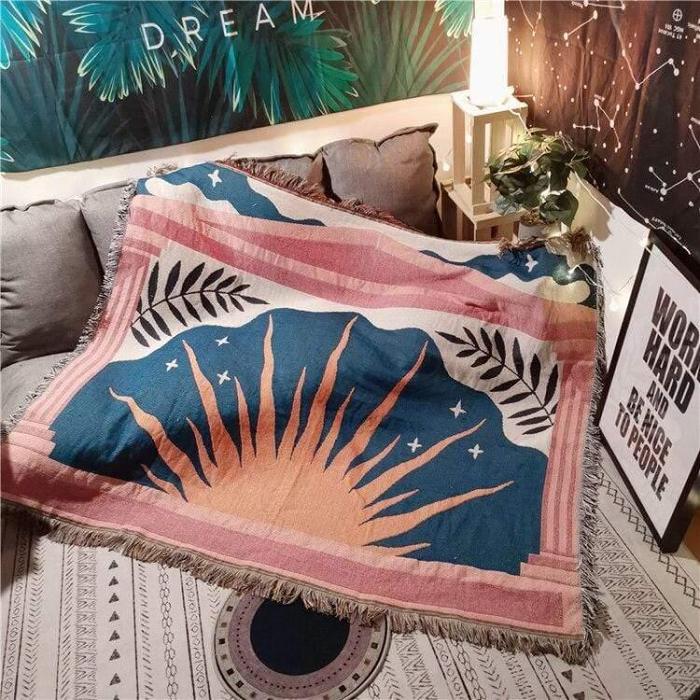 Abstract Sunrise Throw Blanket by Veasoon
