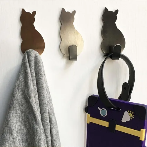 2-Piece Self-Adhesive Kitty Wall Hooks by Veasoon