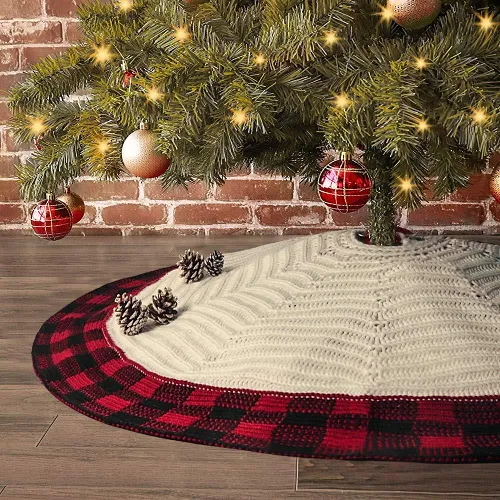 Cozy Knitted Christmas Tree Skirt by Veasoon