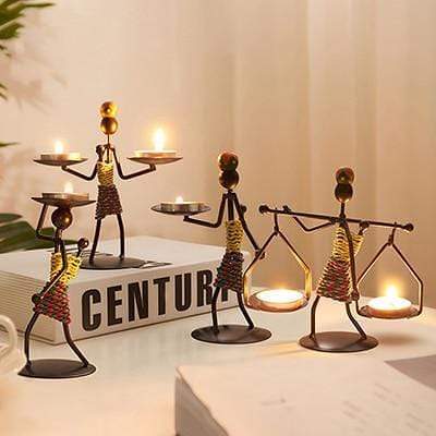 Handmade Figurines Metal Candlesticks by Veasoon