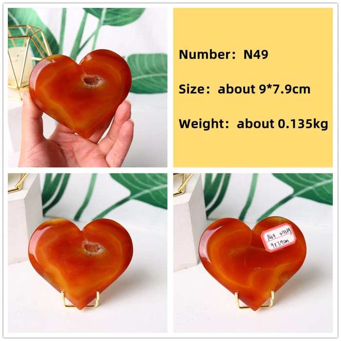 Natural Carnelian Stone Heart Carving by Veasoon