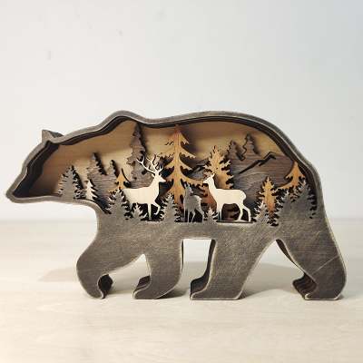 Light Up Wooden Animal Carving Ornament by Veasoon