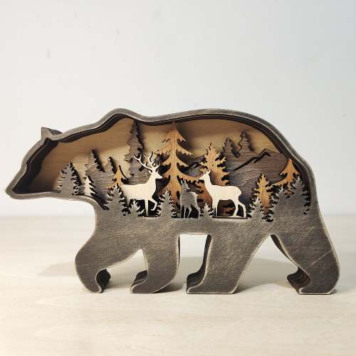 Light Up Wooden Animal Carving Ornament by Veasoon