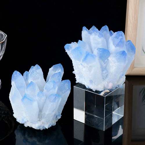 Blue Phantom Quartz Crystal Cluster by Veasoon
