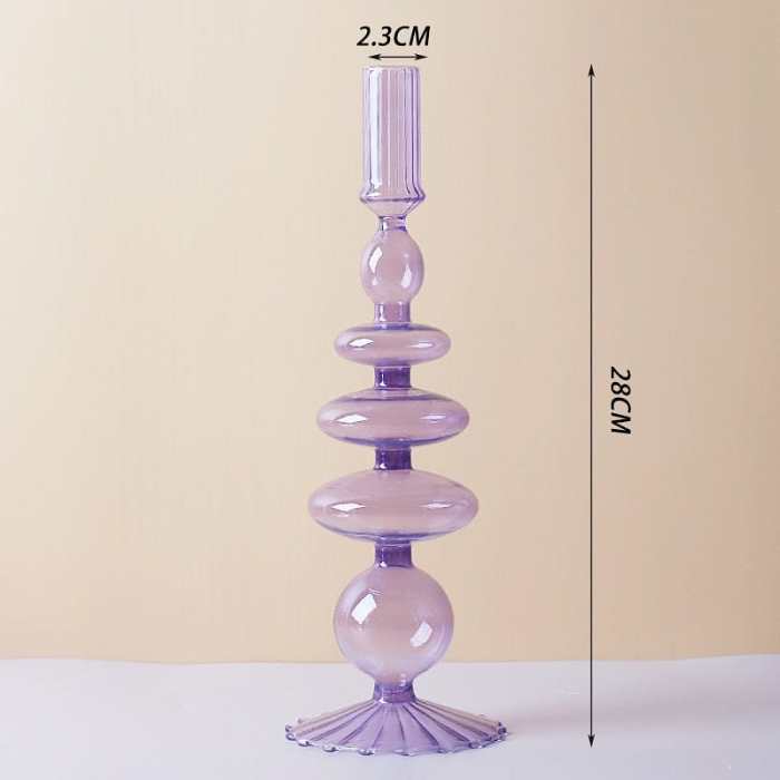 Purple and Pink Glass Candle Holders by Veasoon