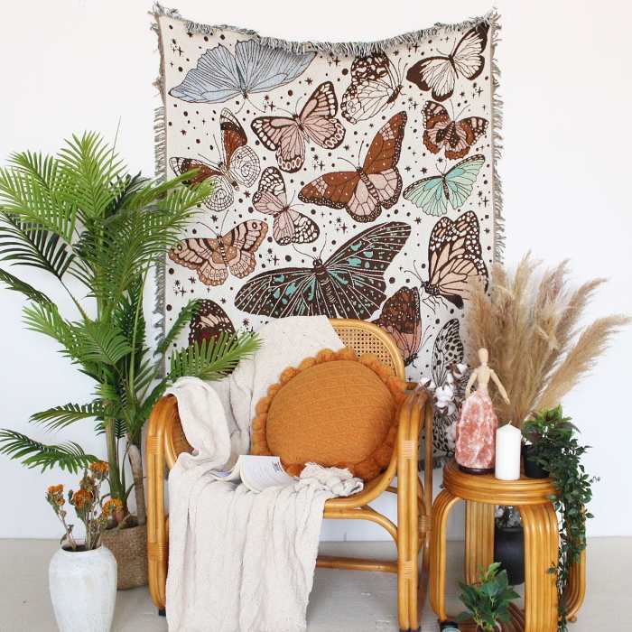 Butterfly Valley Throw Blanket by Veasoon