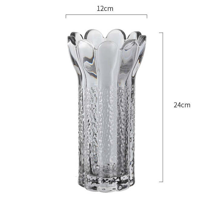 Embossed Flower Shape Crystal Glass Vase