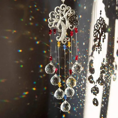 Tree Of Life Hanging Crystal Suncatcher by Veasoon