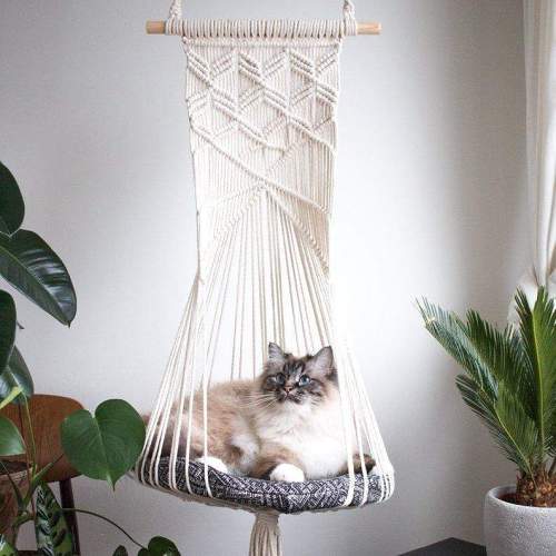 Macrame Wall Hanging Cat Bed by Veasoon