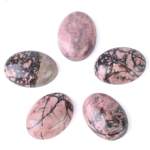 Oval Natural Black Line Rhodonite Stones by Veasoon