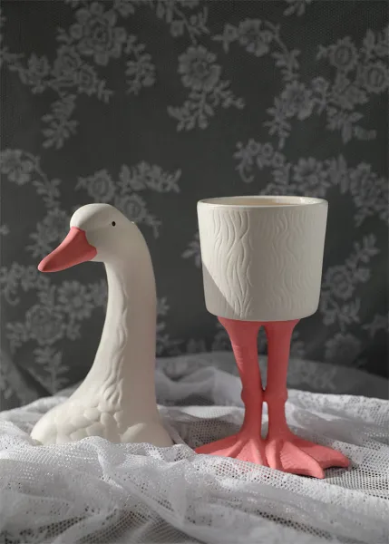 Hand-painted Ceramic Goose Leg Tall Flower Pot by Veasoon