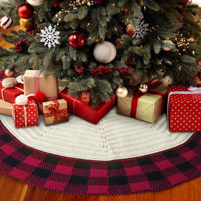 Cozy Knitted Christmas Tree Skirt by Veasoon