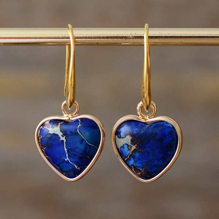 Heart Shape Natural Crystal Dangle Earrings