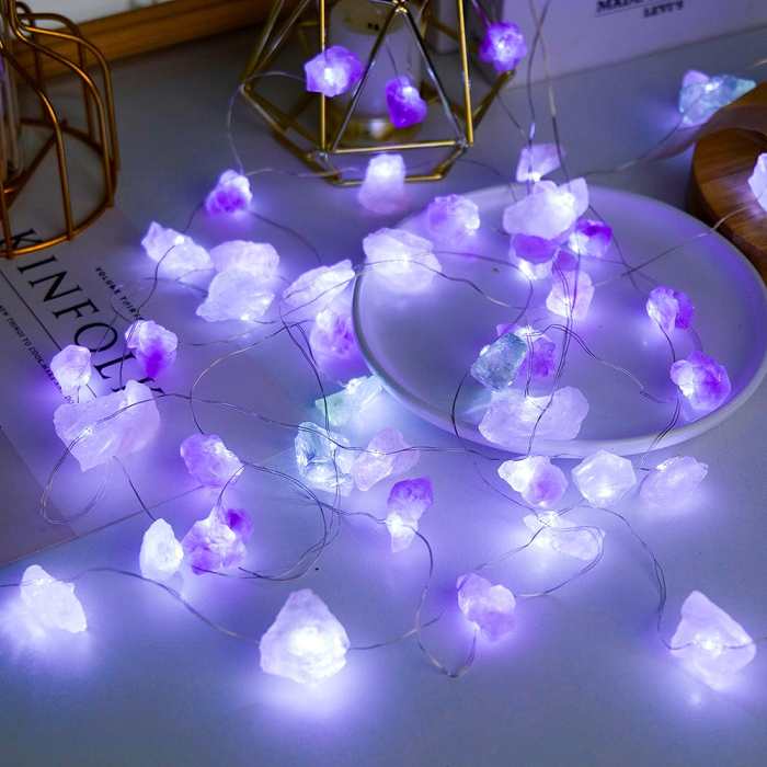 Natural Quartz Crystals String Lights by Veasoon