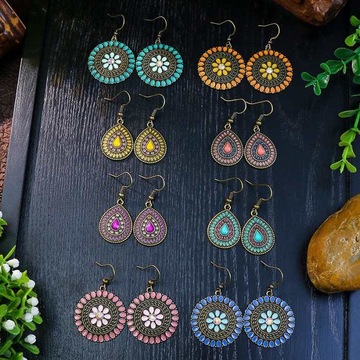 Multicolor Vintage Boho Tear Drop Earrings