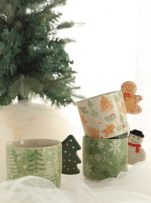 Hand-Painted Gingerbread Man Christmas Ceramic Mug by Veasoon