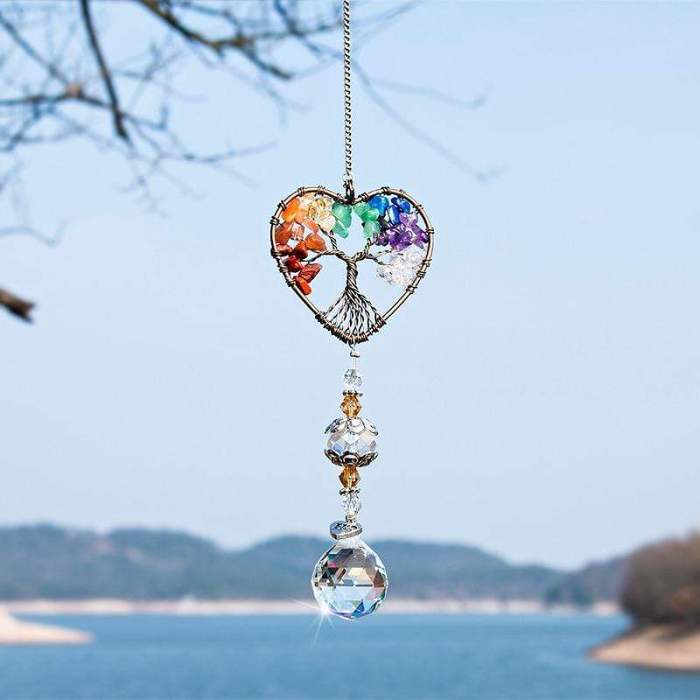 Crystal Wind Chime Tree Of Life Suncatcher by Veasoon