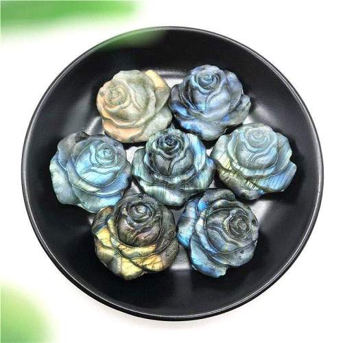 Hand Carved Labradorite Rose Gemstone by Veasoon