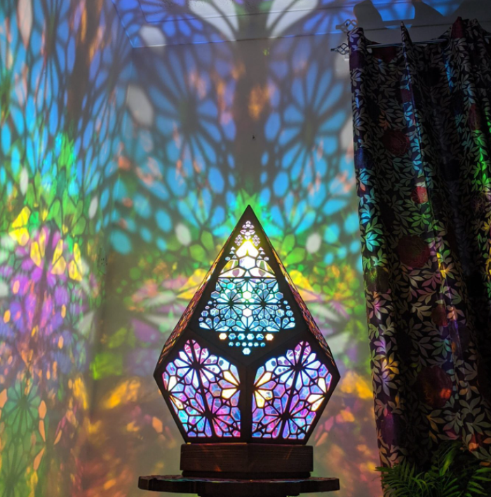 Bohemian Starry Sky Wooden Table Lamp by Veasoon