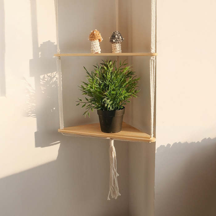 Triangle Macrame Wall Shelf by Veasoon