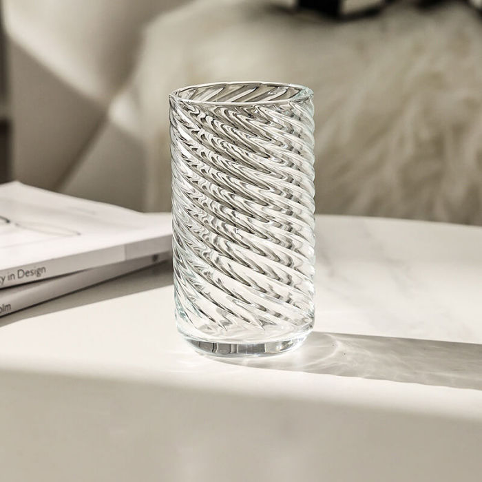 Embossed Ribbed Glass Cup