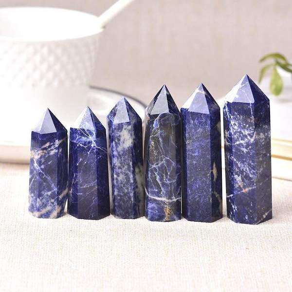 Sodalite Quartz Crystal Point by Veasoon