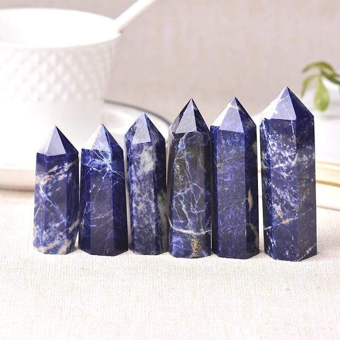 Sodalite Quartz Crystal Point by Veasoon