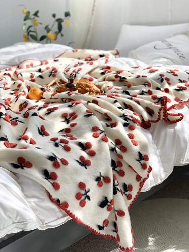 Cherries Throw Blanket by Veasoon