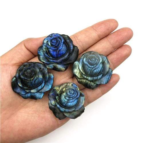 Hand Carved Labradorite Rose Gemstone by Veasoon