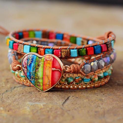 Rainbow Heart Chakra Wrap Bracelet