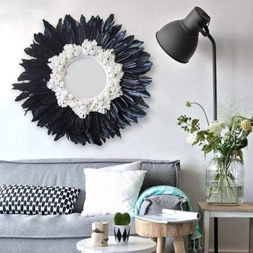 White Gerbera Daisy Macrame Mirror by Veasoon