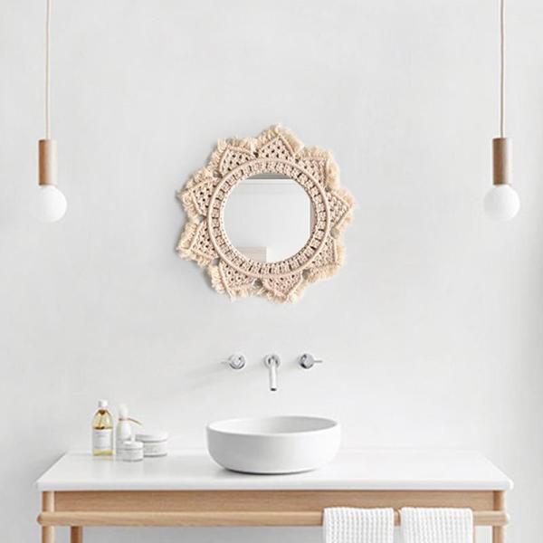 Dahlia Cotton Macrame Mirror by Veasoon