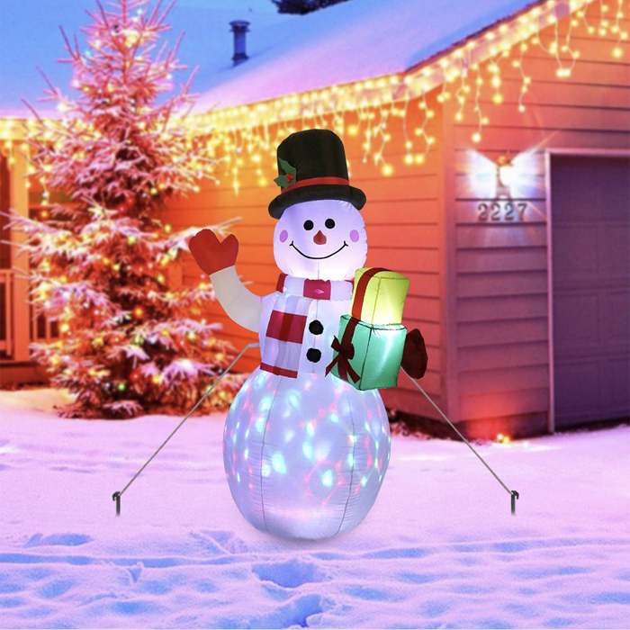 Glowing Christmas LED Santa and Snowman Inflatables by Veasoon