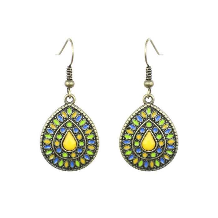 Multicolor Vintage Boho Tear Drop Earrings
