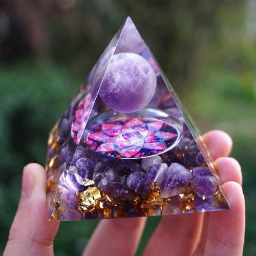 Natural Amethyst Orgonite Pyramid by Veasoon