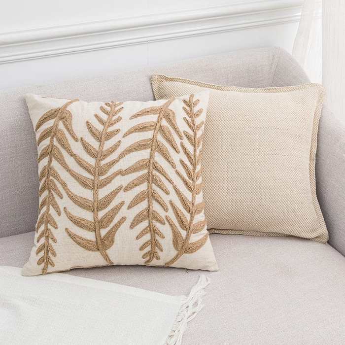 Embroidery Leaves Cushion Covers by Veasoon